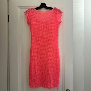 VS Tee Shop Neon Pink/Orange Lace Bodycon Dress - XS
